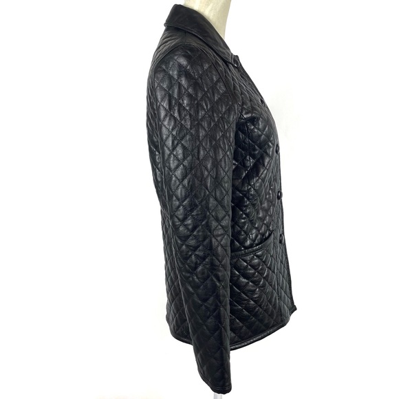 Kenneth Cole Reaction Genuine Quilted Black Leather Jacket Size Small - Picture 5 of 16
